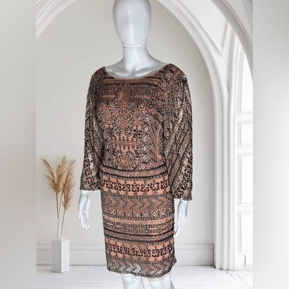 Aidan Mattox 3/4 Sleeve Beaded Short Dress - Picture 3 of 6